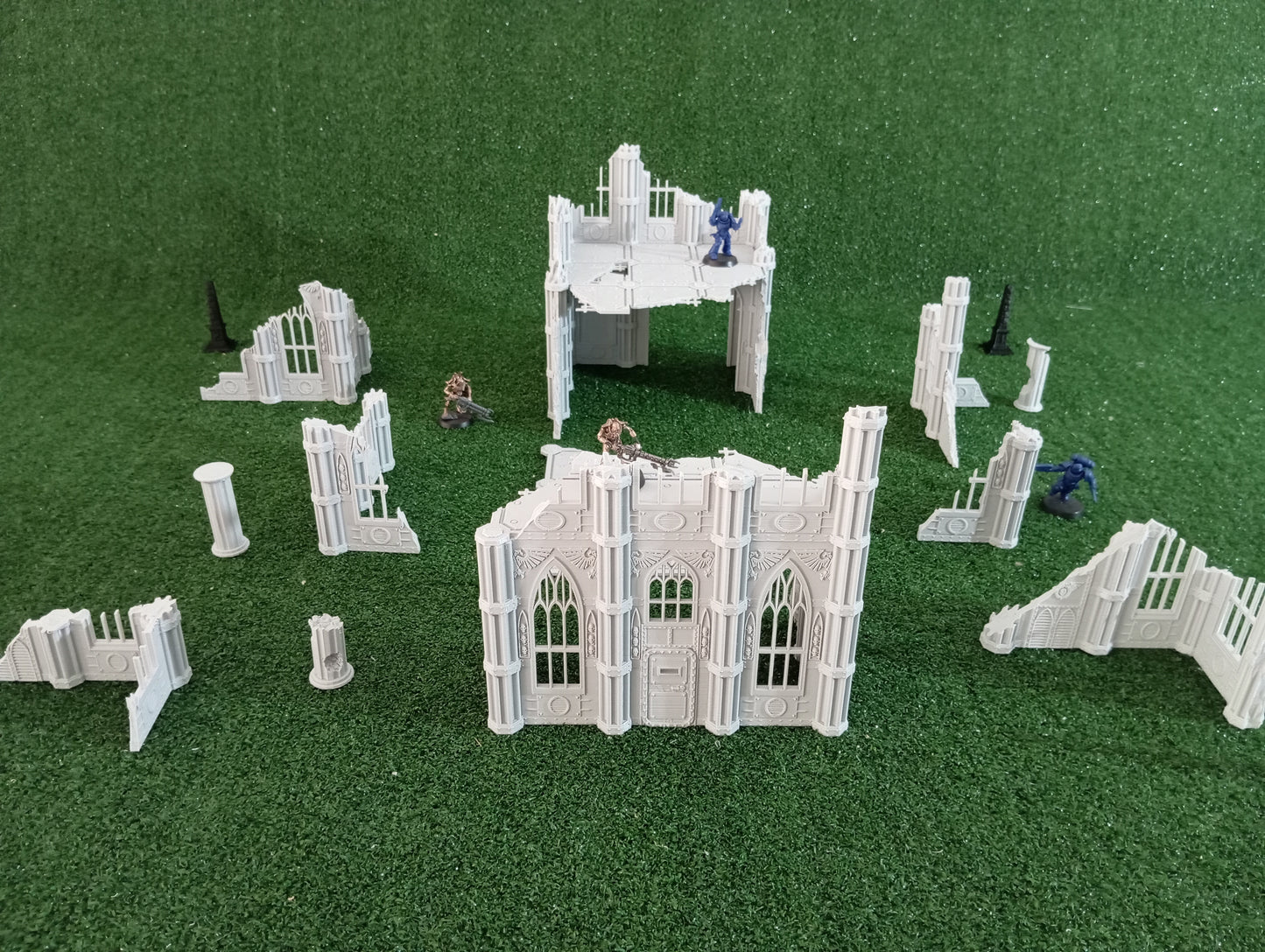 7 ruinas y 4 columnas - Chalnath - Escenografía Kill Team, gótica, imperial, Grimdark