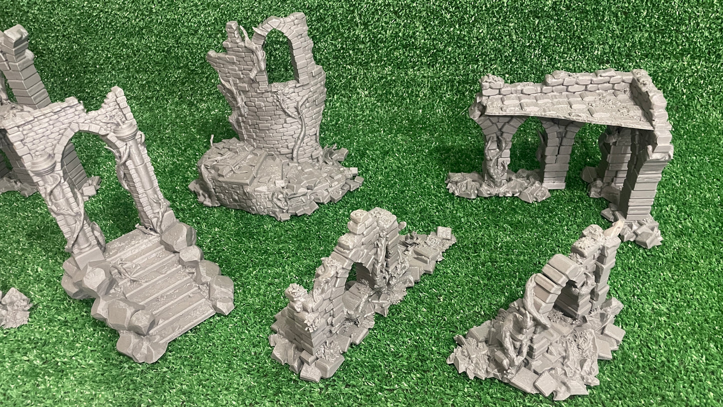 Old City Ruins - 8 estructuras - 11 Piezas - Ruinas medievales 28mm