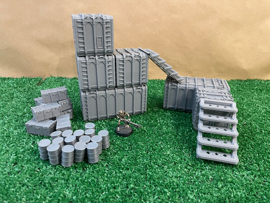 Escernografía 40k - Imperial Cargo Complex - Contenedores, Cajas de suministros y barriles