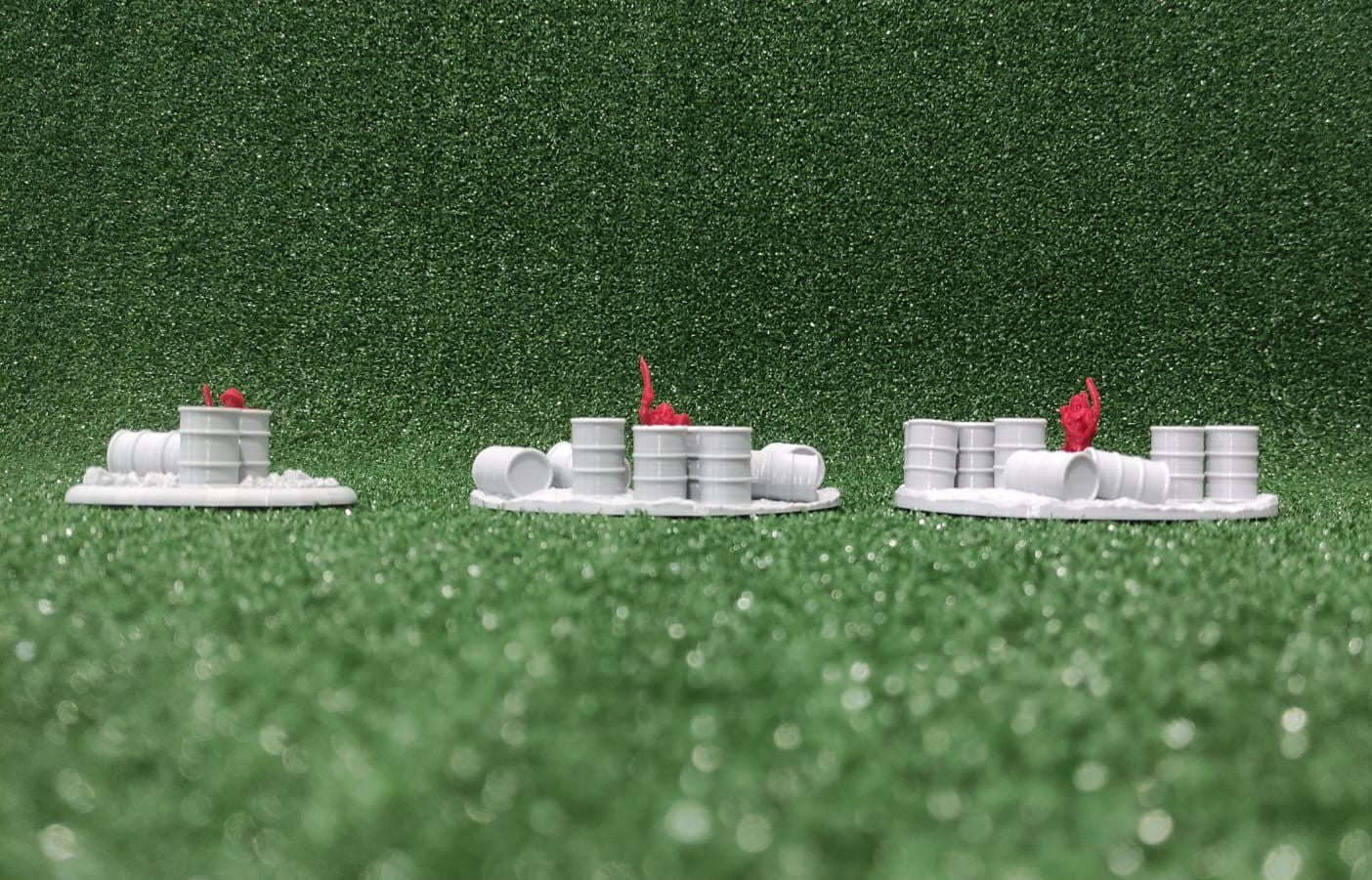 3 Barricadas de barriles - Escenografía Sci-Fi - Futurista 28mm y 32mm