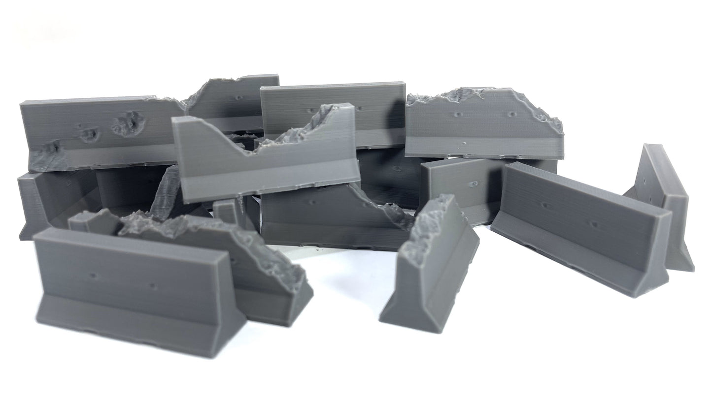 Lote 24 barreras hormigón tipo Jersey - Escenografía Wargames 28mm