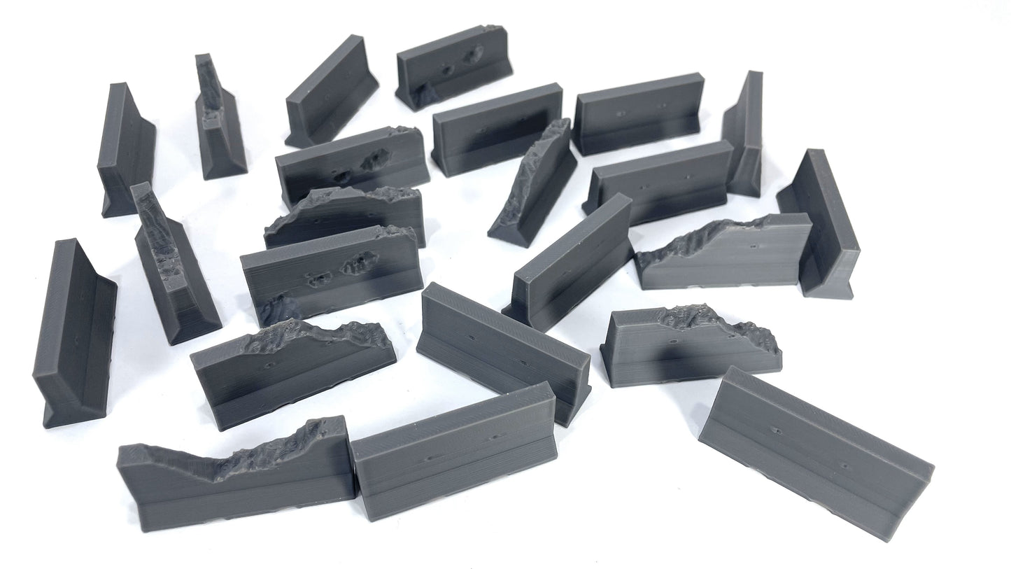 Lote 24 barreras hormigón tipo Jersey - Escenografía Wargames 28mm