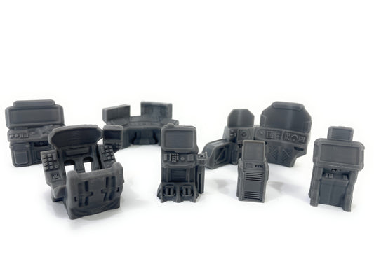 7 maquinas de control - Escenografía Sci-Fi - Futurista 28mm y 32mm
