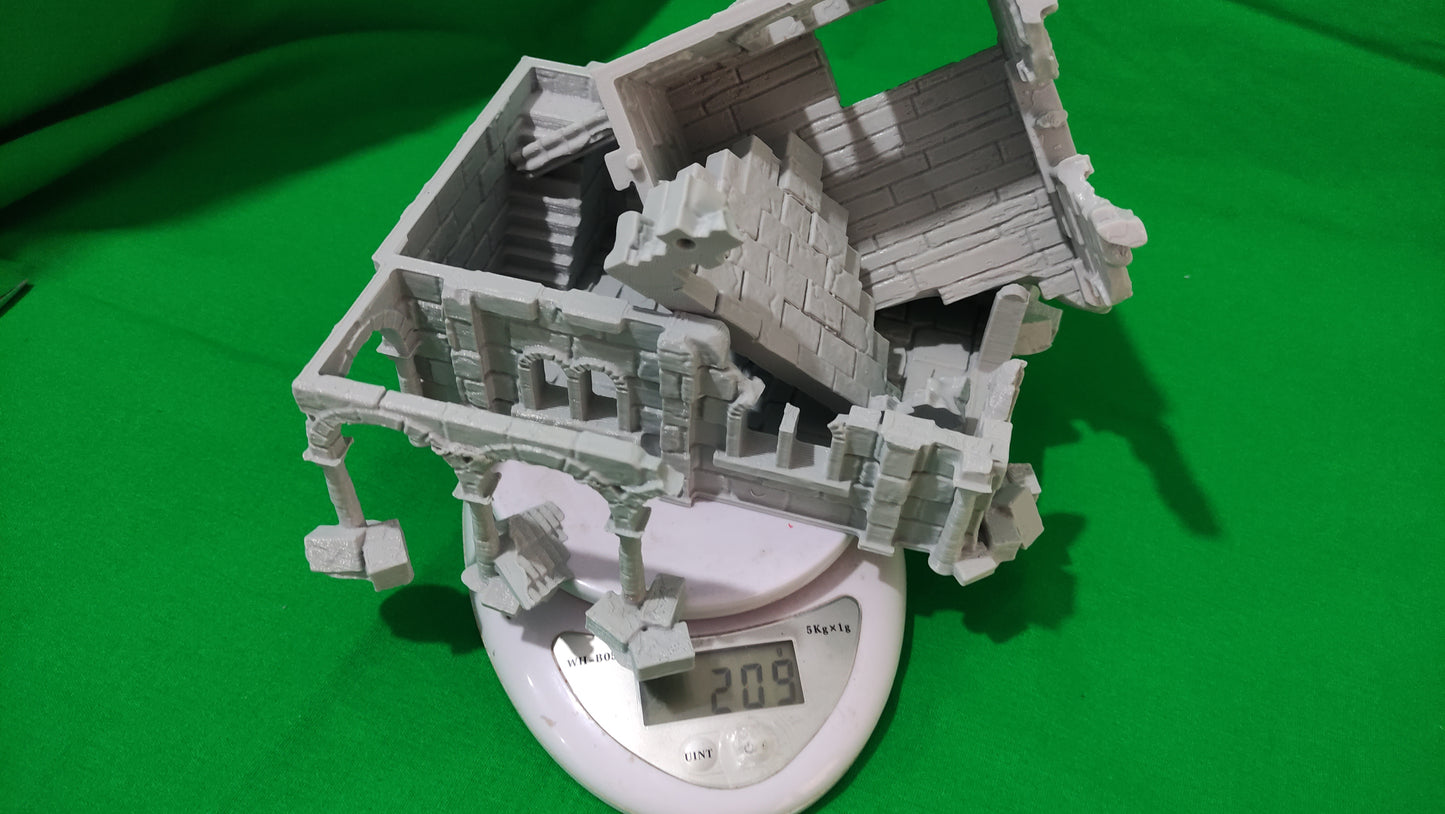 Casa Arkenfel en Ruinas – Modelo 2 – Escenografía estilo Gondor (28–32 mm)