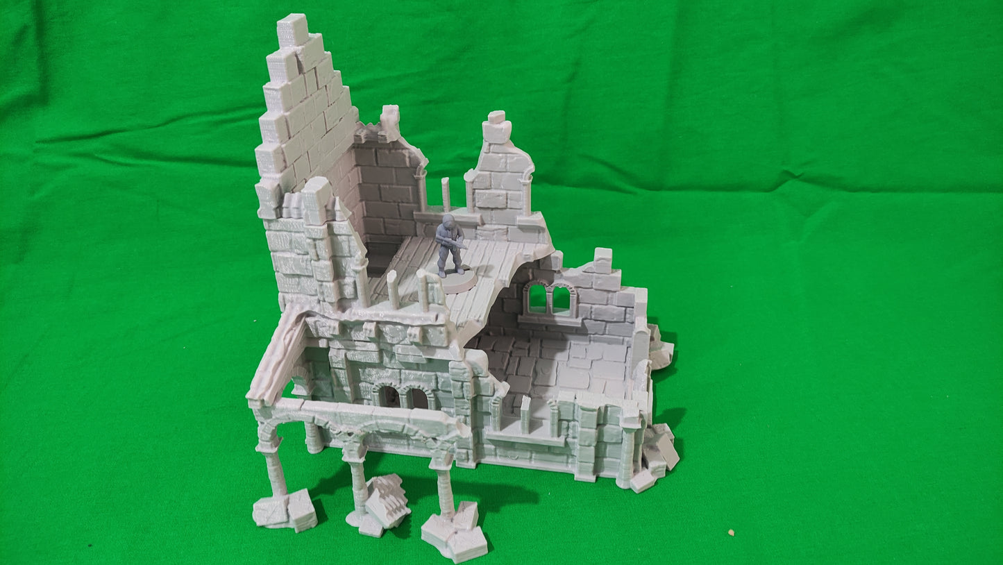 Casa Arkenfel en Ruinas – Modelo 2 – Escenografía estilo Gondor (28–32 mm)