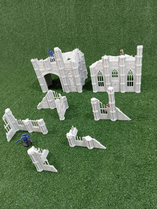 7 ruinas y 4 columnas - Chalnath - Escenografía Kill Team, gótica, imperial, Grimdark