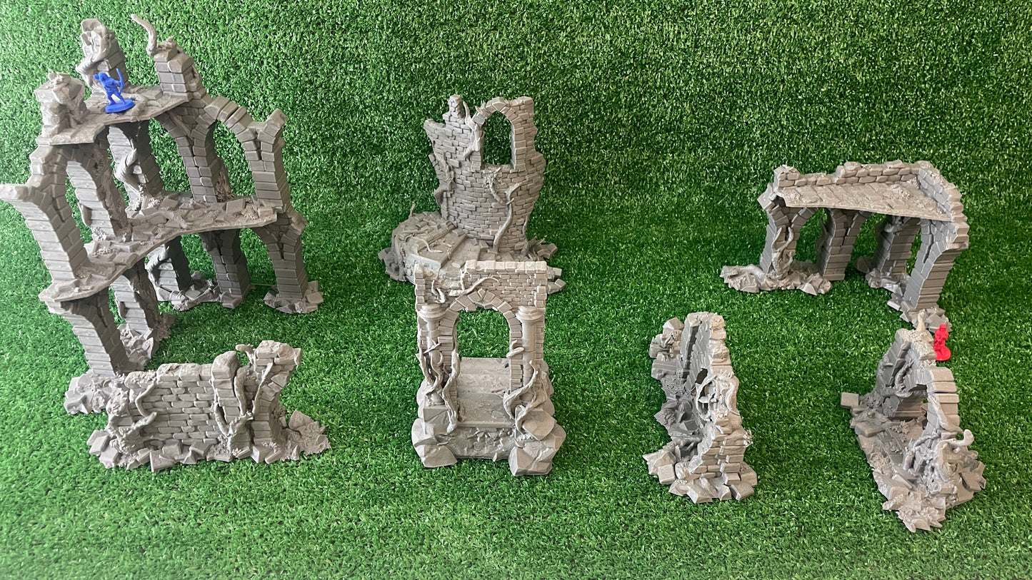 Old City Ruins - 8 estructuras - 11 Piezas - Ruinas medievales 28mm