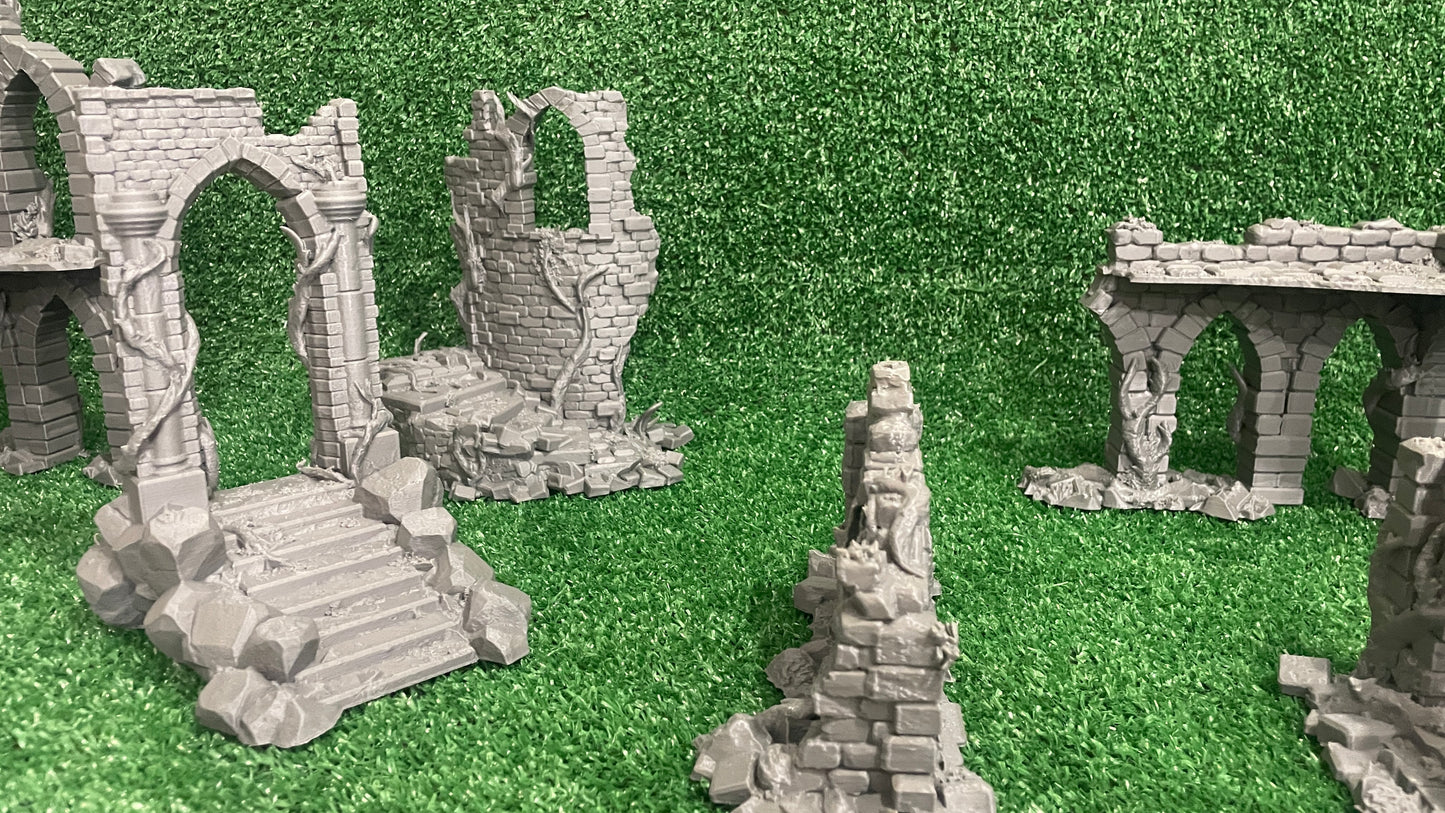 Old City Ruins - 8 estructuras - 11 Piezas - Ruinas medievales 28mm