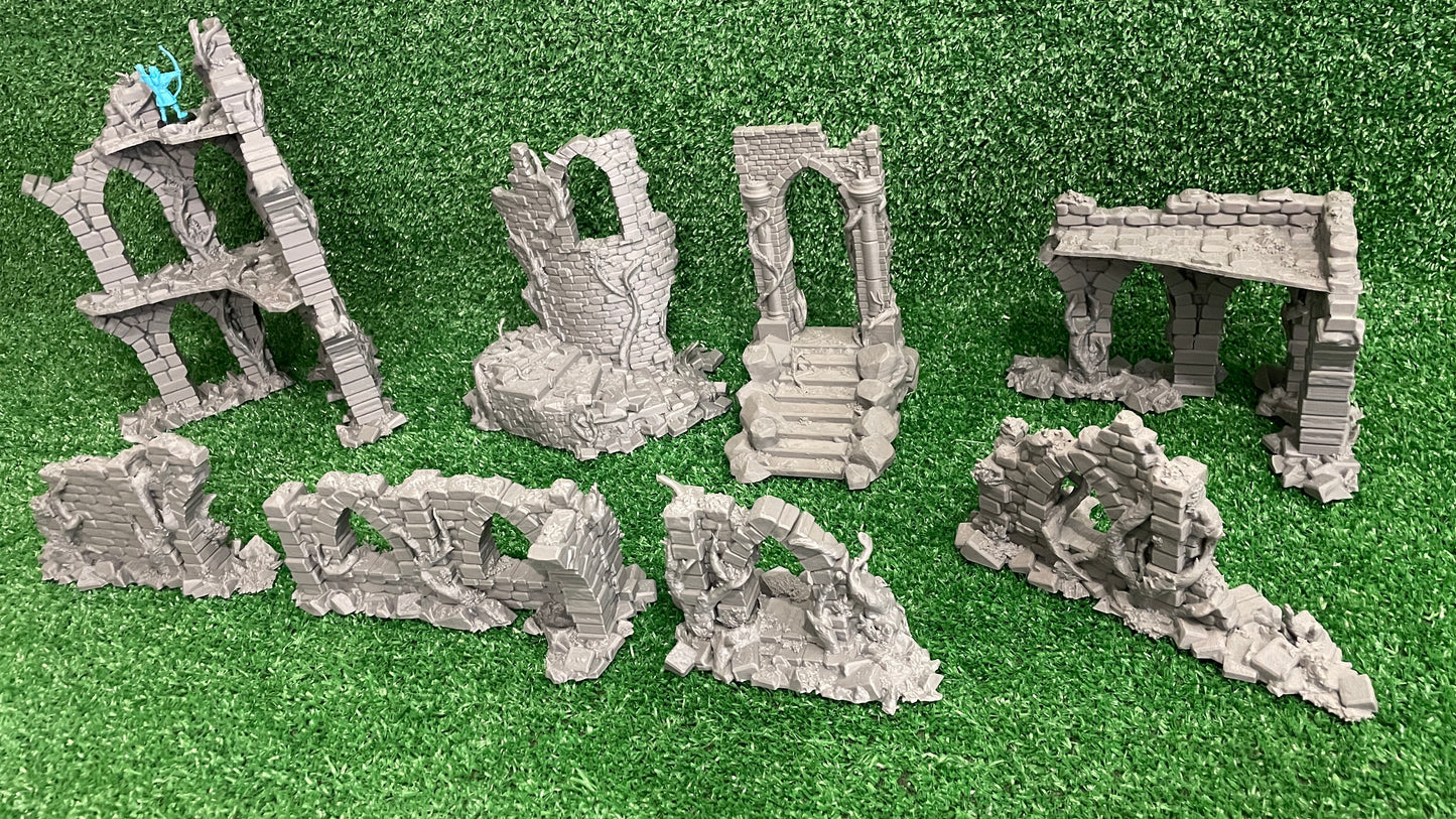 Old City Ruins - 8 estructuras - 11 Piezas - Ruinas medievales 28mm