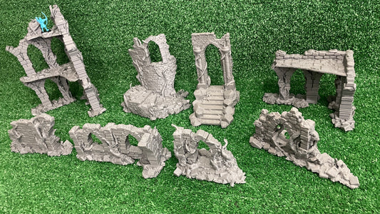 Old City Ruins - 8 estructuras - 11 Piezas - Ruinas medievales 28mm