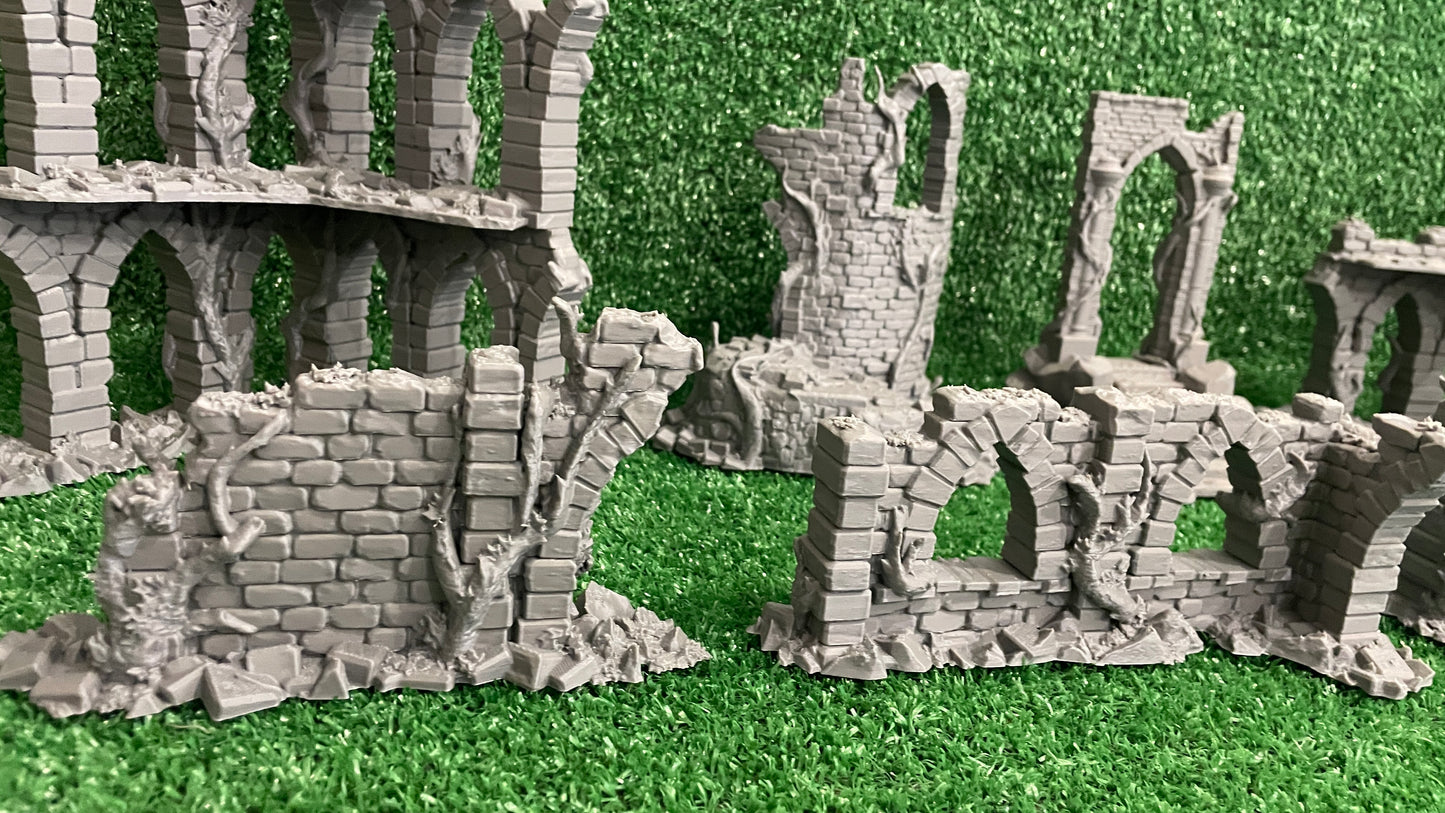 Old City Ruins - 8 estructuras - 11 Piezas - Ruinas medievales 28mm