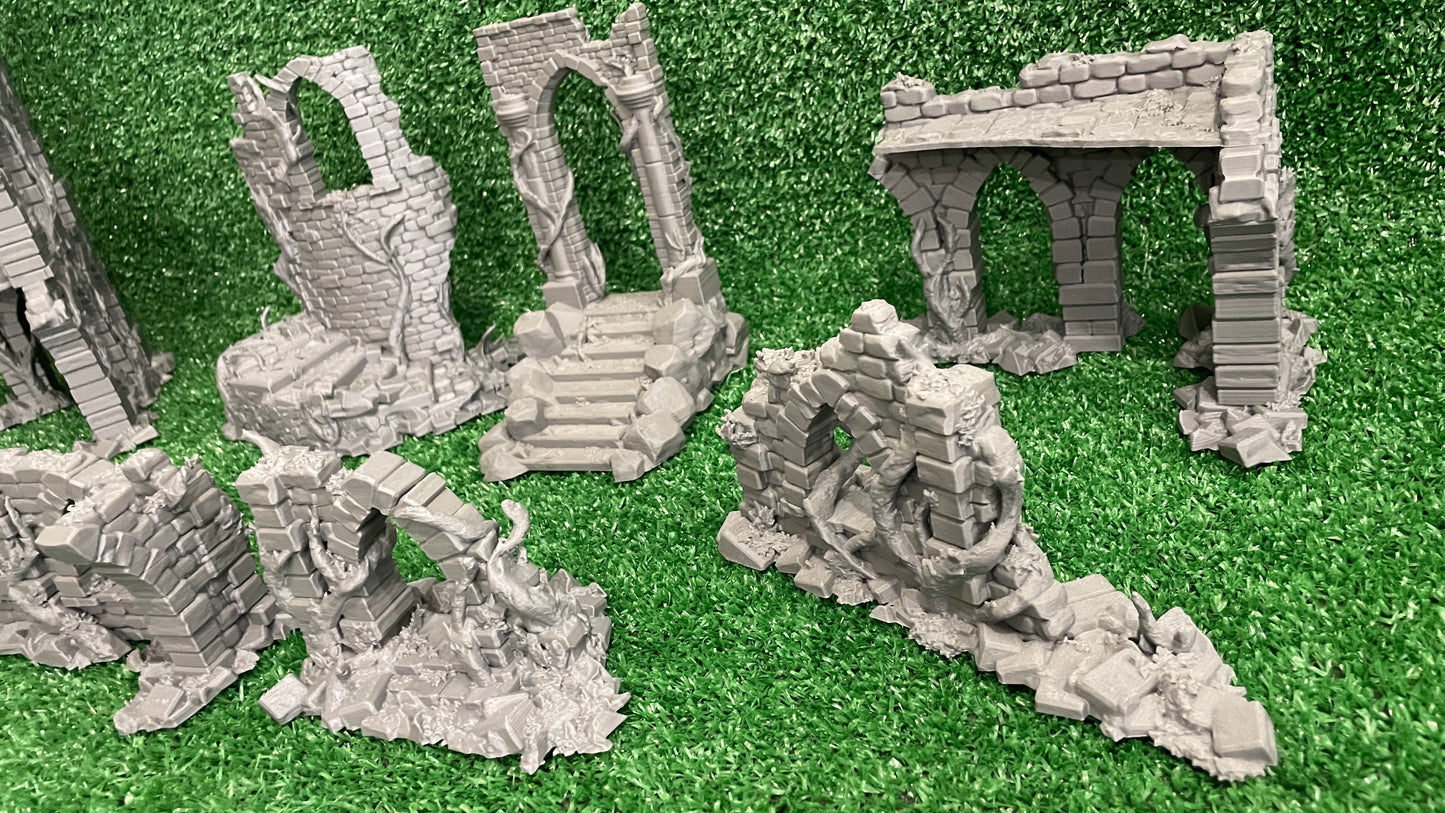 Old City Ruins - 8 estructuras - 11 Piezas - Ruinas medievales 28mm