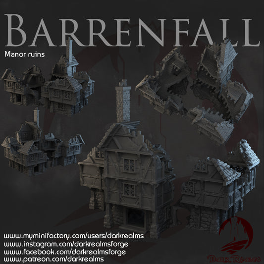 Mansión en ruinas de Barrenfall - Escenografía fantasía 28mm