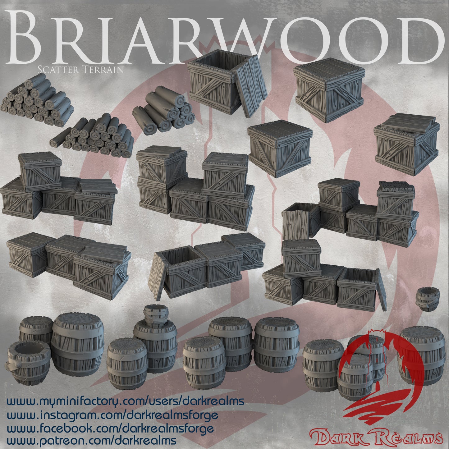 Briarwood Scatter Terrain - Escenografía, cajas y barriles - wargames