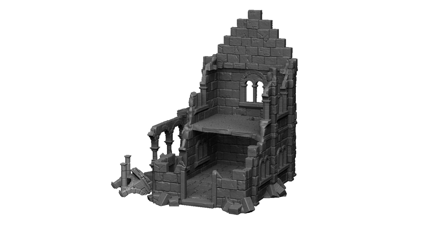Casa Arkenfel en Ruinas – Modelo 2 – Escenografía estilo Gondor (28–32 mm)