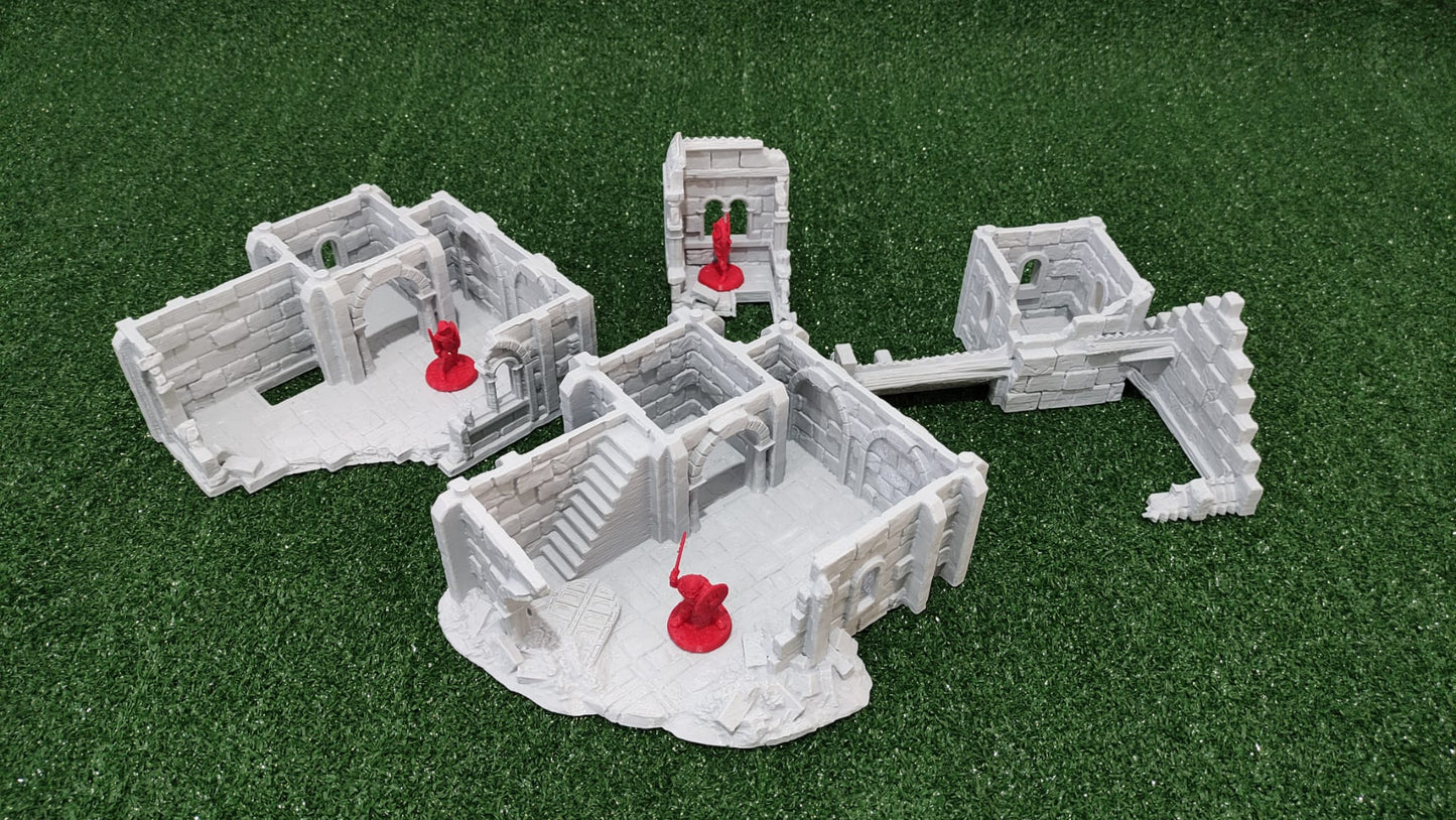 Casa de Arkenfel 3 en Ruinas – Escenografía Fantasy Medieval estilo Gondor (28–32 mm)