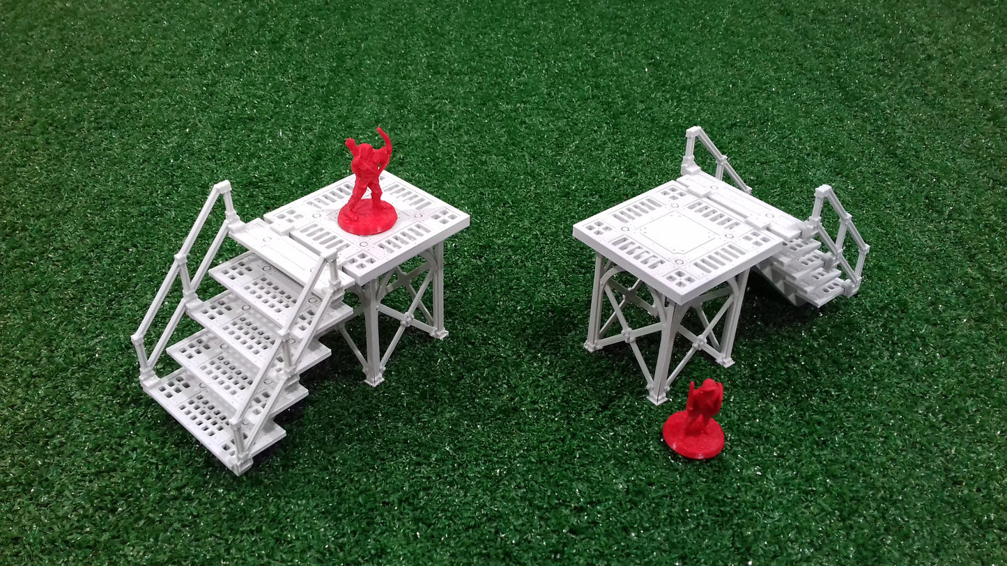 2x Escaleras SM con barandillas - Escenografía industrial 28mm y 32mm